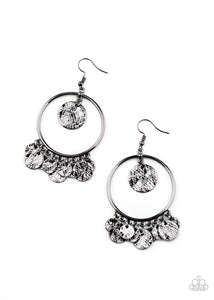 Start From Scratch - Black Hammered Disc Earrings - Paparazzi Accessories
