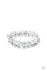 Millennial Grandeur - Silver and Hematite Crystal Bead Stretchy Bracelet  - Paparazzi Accessories - All That Sparkles Xoxo 