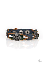 Load image into Gallery viewer, Wide Open RANGER - Blue Leather Urban Bracelet - Paparazzi Accessories - All That Sparkles XOXO