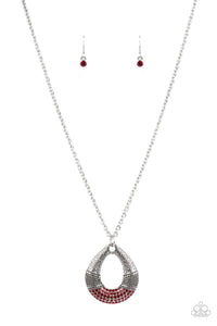 Glitz and grind - Red Rhinestone Teardrop Necklace - Paparazzi Accessories