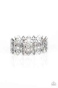 When Yin Met Yang - Silver Filigree Stretchy Bracelet - Paparazzi Accessories - All That Sparkles XOXO