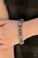 Load image into Gallery viewer, After Hours - Silver Smoky Rhinestone Clasp Bracelet - Paparazzi Accessories