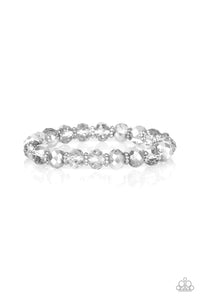 Crystal Candelabras - Silver and Crystal-Like Metallic Bead Stretchy Bracelet - Paparazzi Accessories