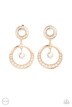 Load image into Gallery viewer, Regal Revel - Gold Clip-On Earrings with White Rhinestones and Pearls - Paparazzi Accessories