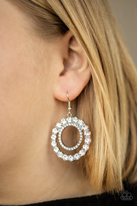 Spotlight Shout Out - White - Earrings - Paparazzi Accessories - All That Sparkles XOXO