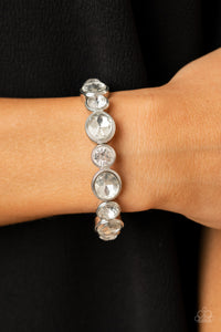 Still GLOWING Strong - White Rhinestone Stretchy Bracelet - Paparazzi Accessories