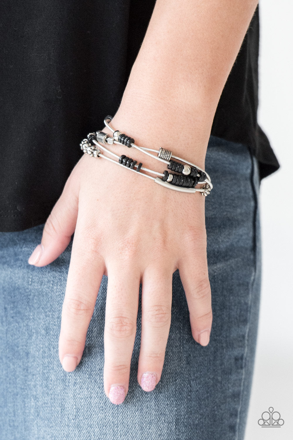 Tribal Spunk - Black Stretchy Bracelet - Paparazzi Accessories - All That Sparkles XOXO