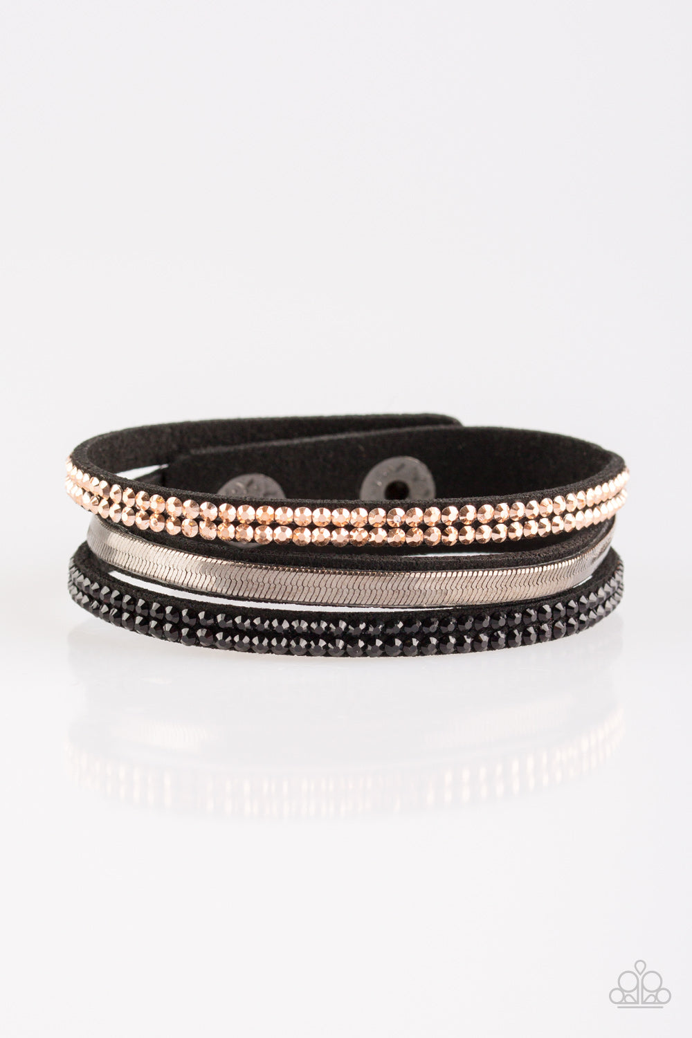 I Mean Business Multi Gold Black and Silver Leather Wrap
