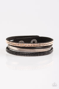 I Mean Business - Multi Gold, Black, and Silver Leather Wrap Bracelet - Paparazzi Accessories