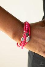Load image into Gallery viewer, Really Romantic - Pink Bead and Heart Charm Stretchy Bracelets - Paparazzi Accessories