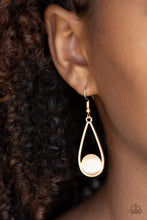 Load image into Gallery viewer, Over The Moon - Gold Moonstone Drop Earrings - Paparazzi Accessories