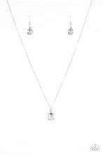 Load image into Gallery viewer, Classy Classicist - White Rhinestone Teardrop Necklace - Paparazzi Accessories
