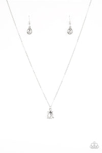 Classy Classicist - White Rhinestone Teardrop Necklace - Paparazzi Accessories