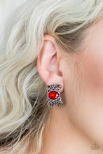 Load image into Gallery viewer, Glamorously Grand Duchess - Red Rhinestone Clip-On Earrings - Paparazzi Accessories