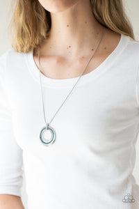 Gather Around Gorgeous - Blue Rhinestone Double Circle Long Necklace - Paparazzi Accessories
