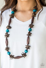 Load image into Gallery viewer, Cozumel Coast - Blue and Brown Wood Bead Necklace - Paparazzi Accessories