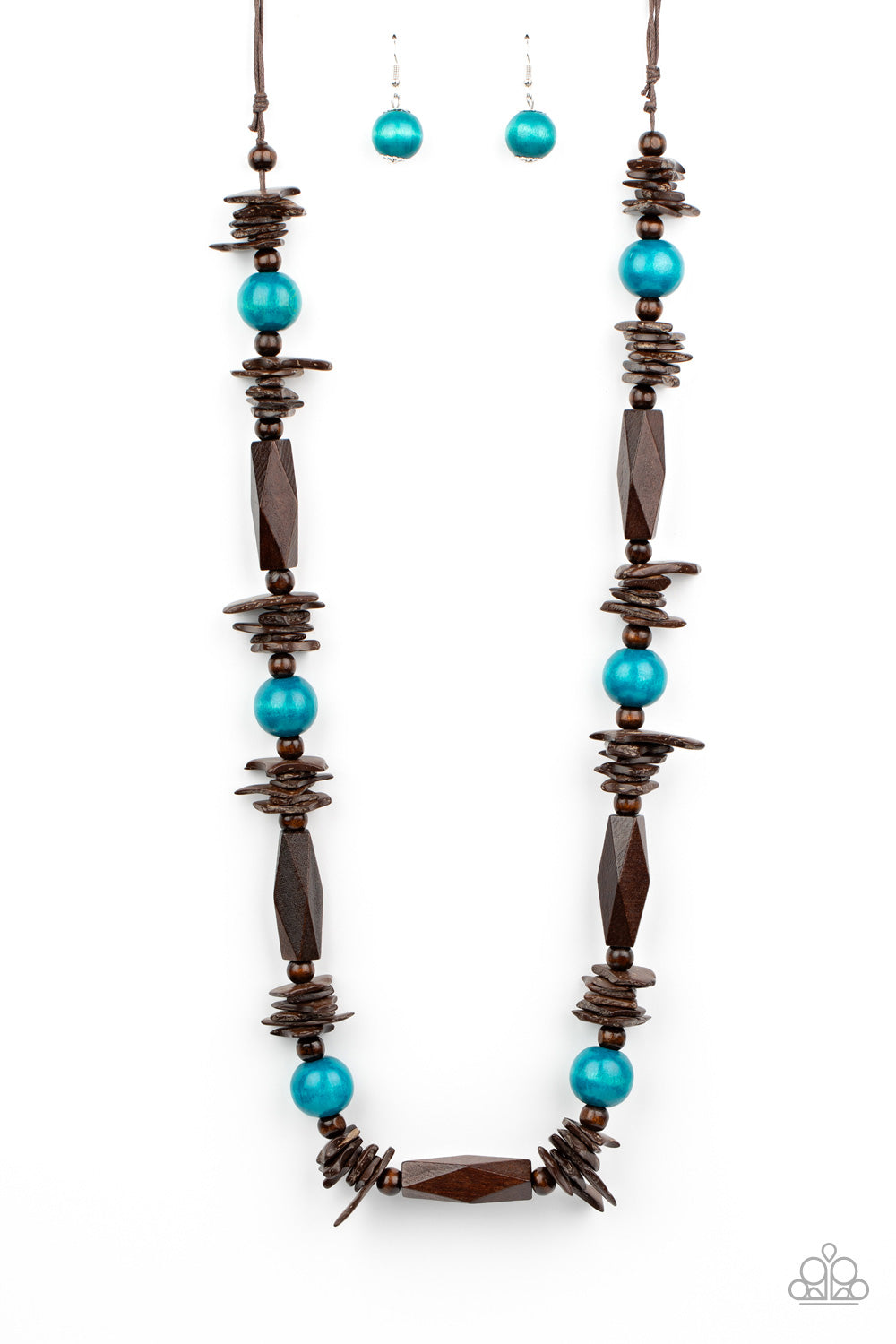 Blue wooden necklace paparazzi shop