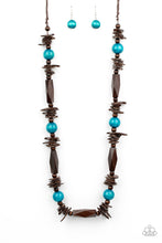 Load image into Gallery viewer, Cozumel Coast - Blue and Brown Wood Bead Necklace - Paparazzi Accessories
