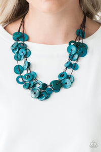 Wonderfully Walla Walla - Blue Wood Bead Necklace - Paparazzi Accessories