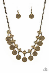 Walk The Plank - Brass Filigree Necklace - Paparazzi Accessories