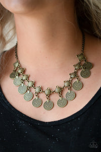 Walk The Plank - Brass Filigree Necklace - Paparazzi Accessories