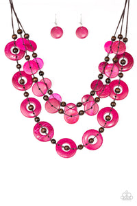 Catalina Coastin - Pink Wooden Bead Necklace - Paparazzi Accessories