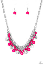 Load image into Gallery viewer, Summer Showdown - Pink Bead and Silver Teardrop Necklace - Paparazzi Accessories