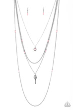 Load image into Gallery viewer, Key Keynote - Pink Bead and Key Tiered Necklace - Paparazzi Accessories