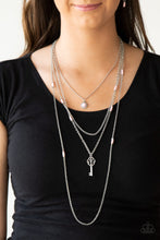 Load image into Gallery viewer, Key Keynote - Pink Bead and Key Tiered Necklace - Paparazzi Accessories