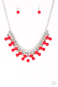 Friday Night Fringe - Red Bead Necklace - Paparazzi Accessories