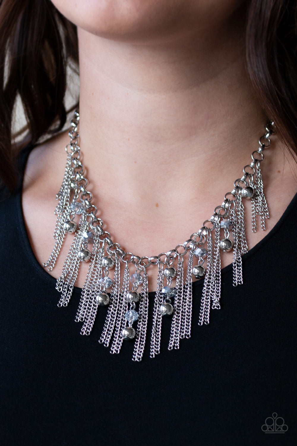 Ever Rebellious - Gold and Black Metallic Bead and Chain Necklace - Paparazzi Accessories