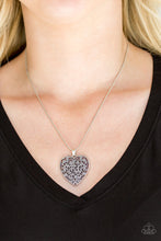 Load image into Gallery viewer, Look Into Your Heart - Silver Filigree Heart Necklace - Paparazzi Accessories