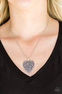 Look Into Your Heart - Silver Filigree Heart Necklace - Paparazzi Accessories