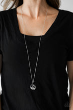 Load image into Gallery viewer, Pandoras Box - White Crystal and 3D Silver Box Necklace - Paparazzi Accessories