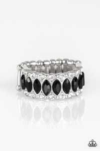 Radical Riches - Black and White Rhinestone Ring - Paparazzi Accessories - All That Sparkles XOXO