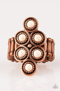 River Rock Rhythm - Copper and White Stone Ring - Paparazzi Accessories