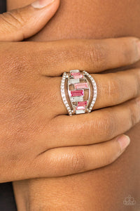 Treasure Chest Charm - Pink Rhinestone Ring - Paparazzi Accessories