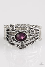Load image into Gallery viewer, Cosmic Combo - Purple and Silver Rhinestone Ring - Paparazzi Accessories - All That Sparkles XOXO