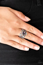 Load image into Gallery viewer, Cosmic Combo - Purple and Silver Rhinestone Ring - Paparazzi Accessories - All That Sparkles XOXO