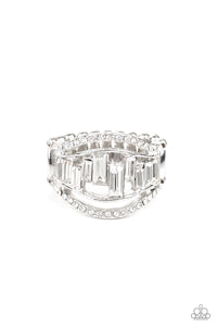 Treasure Chest Charm - White Rhinestone Ring - Paparazzi Accessories