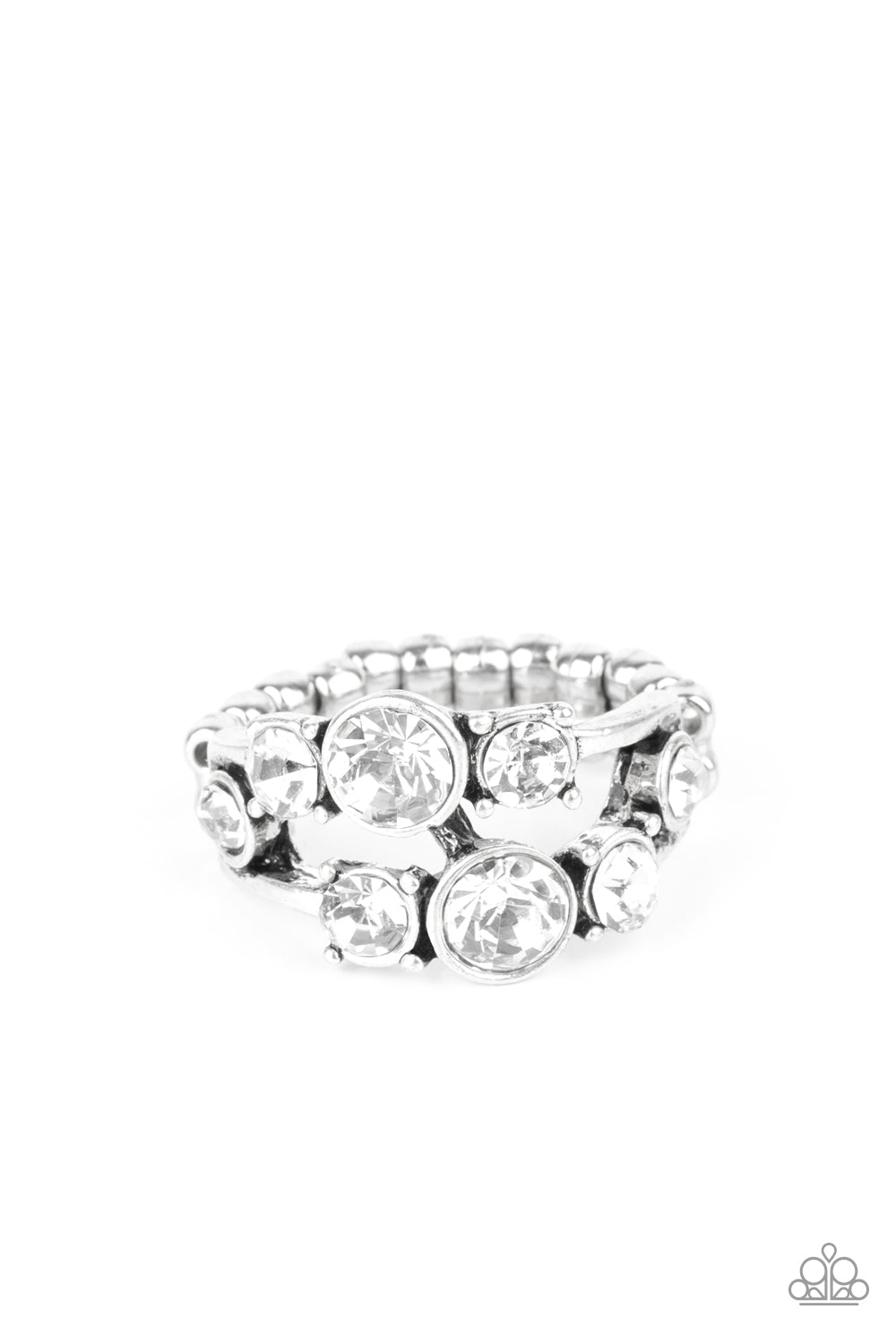 Interstellar Fashion - White Rhinestone Ring - Paparazzi Accessories