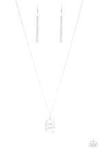 Load image into Gallery viewer, Pandoras Box - White Crystal and 3D Silver Box Necklace - Paparazzi Accessories