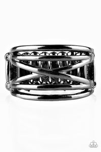 Way Wayward - Black Gunmetal Ring - Paparazzi Accessories - All That Sparkles XOXO