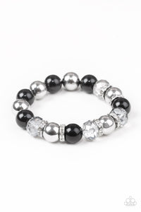 Camera Chic - Black, Silver, and Smoky Crystal Bead Stretchy Bracelet - Paparazzi Accessories - All That Sparkles Xoxo 