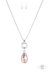 Lookin Like A Million - Pink Teardrop Gem Pendant Necklace -Paparazzi Accessories - All That Sparkles Xoxo 