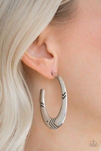 Tribe Pride - Silver Tribal Inspired Hoop Earrings - Paparazzi Accessories - All That Sparkles Xoxo 