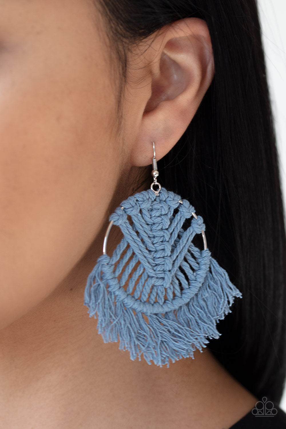 All About MACRAME - Blue Macramé Earrings - Paparazzi Accessories