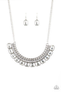 Killer Knockout - White Rhinestone Necklace - Paparazzi Accessories
