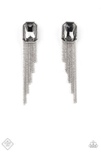 Load image into Gallery viewer, Save for a REIGNy Day - Silver Smoky Gem Rhinestone Earrings - Paparazzi Accessories