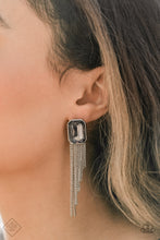 Load image into Gallery viewer, Save for a REIGNy Day - Silver Smoky Gem Rhinestone Earrings - Paparazzi Accessories
